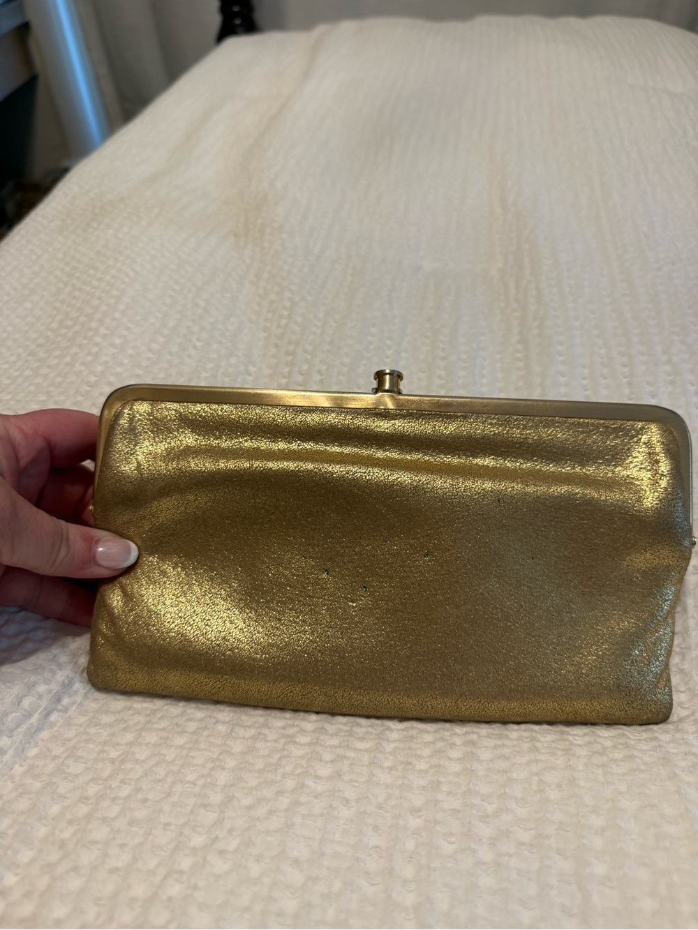 HOBO Metallic Gold Frame Lauren Clutch Wallet - Picture 1 of 5